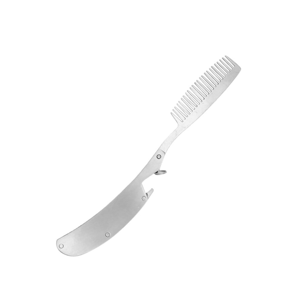 Angoily Stainless Steel Beard Comb for Men Mustache Hair Comb Folding Design Smooth Teeth for Grooming The Go