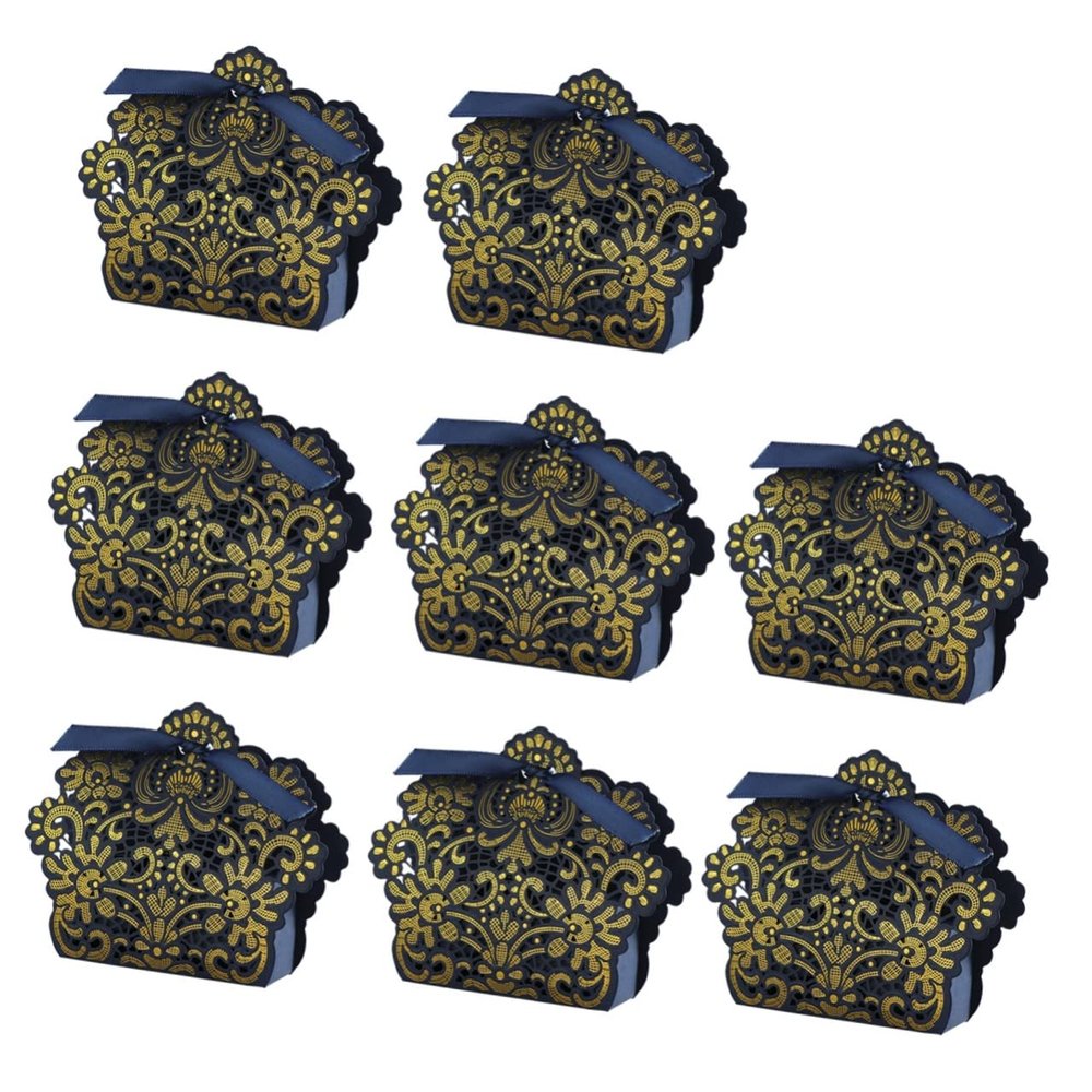 ABOOFAN 50pcs Wedding Favor Boxes Hollow out Craft Paper Candy Box for Wedding Sweets Favor Hollow
