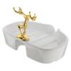 Zerodeko Ceramic Soap Dish Small Soap Tray with Draining Holder Gold-plated Elk Design for Bathroom Portable for Home Use view 1