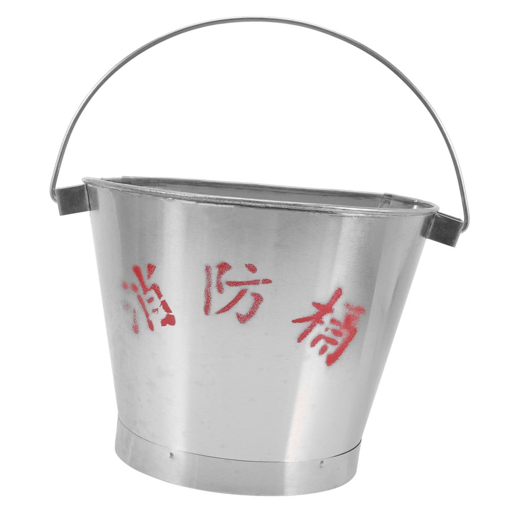 OUNONA Stainless Steel Fire Bucket Portable Metal Pail for Outdoor Camping Bucket Handle Emergency Reusable Container