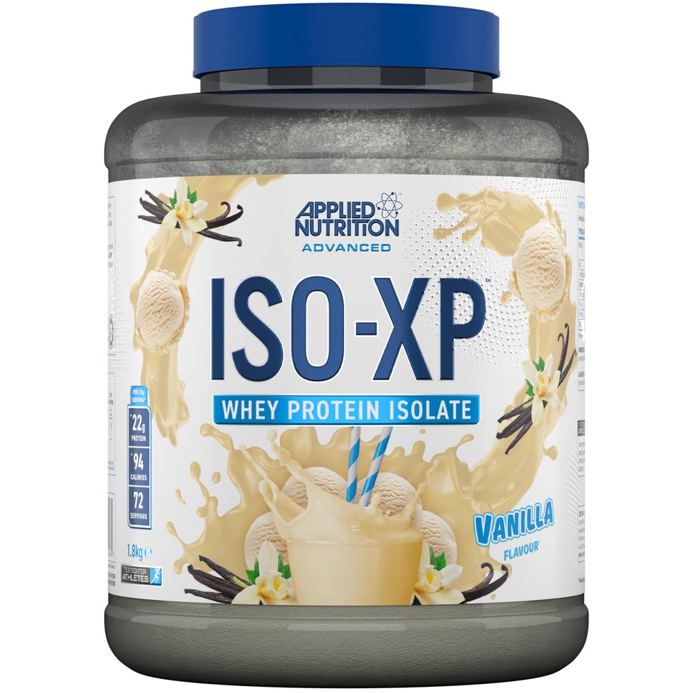 Applied Nutrition ISO-XP Whey Protein Isolate  Over 21g Protein, Low Carb, Low Fat, BCAA-Rich, Fast Absorption, Soy-Free, Halal-Certified (1.8kg - 72 Servings) (Vanilla)