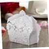 ABOOFAN 50pcs White Wedding Candy Boxes Hollow Favor Boxes for Guests Ribbon Sweet Sweets view 3
