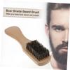 Didiseaon Wooden Handle Beard Brush with Natural Boar Bristle Khaki Beech Wood Mens Beard Cleaning Brush for Daily Grooming view 2