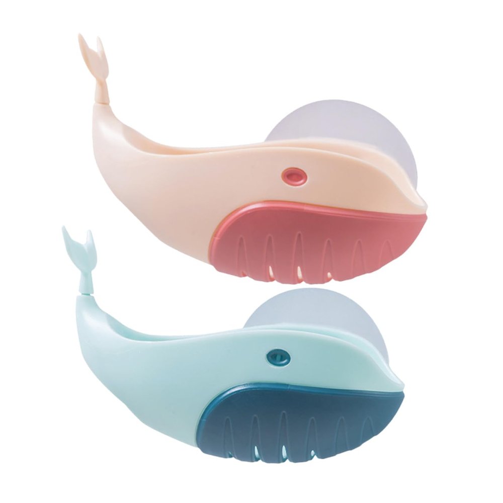 PRETYZOOM 2pcs Creative Wall-mounted Soap Container Bathroom Soap Box Dish Holder Drainage Whale Shape Tidy Storage Random Color
