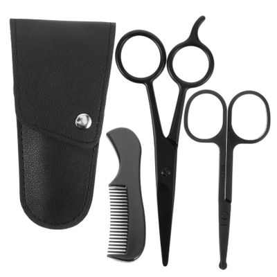 DOITOOL Beard Care Kit Scissors Comb Pouch Mustache Trimming Shears Barber Kit for Men Home Use