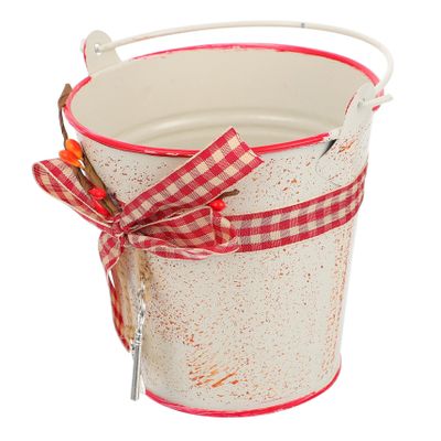 VANZACK Iron Flower Pot Home Garden Decor Creative Bucket Handle for Flower Arrangement and Photography Props