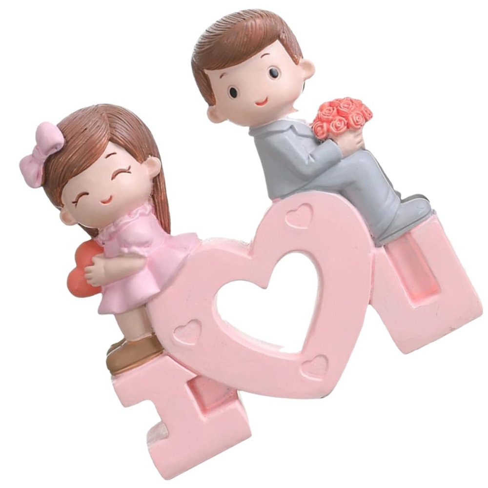 Zerodeko 1pc Valentine's Day Couple Figures Resin Sculpture Cake Ornaments for Romantic Celebrations Realistic Bride and Groom Design for Wedding Cake Decoration