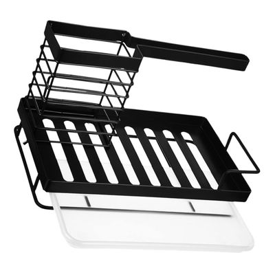 Black Carbon Steel Kitchen Sink Organizer Rack for Sink