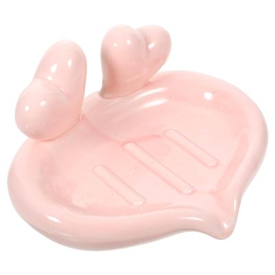 Zerodeko Ceramic Heart Soap Dish Self Draining Adorable Bathroom Soap Holder for Shower Draining