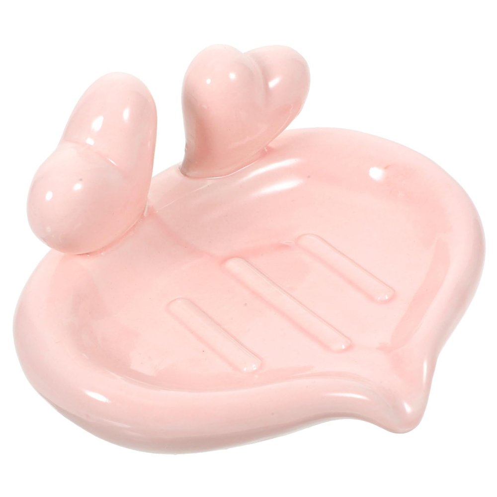 Zerodeko Ceramic Heart Soap Dish Self Draining Adorable Bathroom Soap Holder for Shower Draining