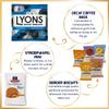 Lyons Decaf Coffee Gift Set - Hamper Selection of Decaff Coffee Bags Bundled with Luxury Individually Wrapped Border Biscuits and Indulgent Caramel Stroopwafels | 18 Items in Gold Embossed Gift Box view 3