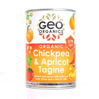 Geo Organics Chickpea and Apricot Tagine 400g (Pack of 3) | Ready Meal in 3 Minutes | 100% Plant-based | Low Fat | Gluten-free | Certified Organic Chickpeas | Suitable For Everyone