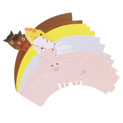 PRETYZOOM 24pcs Animal 3D Cake Wrappers Cupcake Wrapper Decorations Accessories Paper Birthday Cake for Party Dessert Table