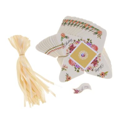 ABOOFAN 50pcs Wedding Candy Boxes Pyramid Shaped Candy Boxes for Party Wedding Favor Straps Tag Treat