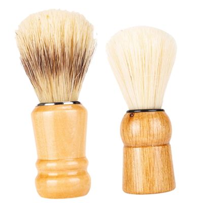 Angoily 2pcs Beard Brush Wood Handle Shaving Brush for Men Beard Grooming Salon Use