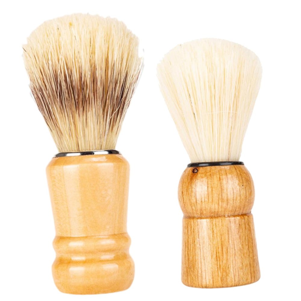 Angoily 2pcs Beard Brush Wood Handle Shaving Brush for Men Beard Grooming Salon Use