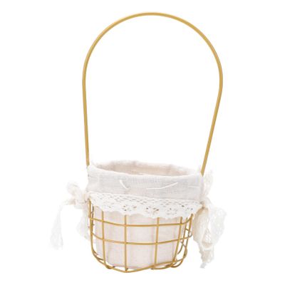 Zerodeko Handmade Art Flowerpot Golden Plant Container for Wedding Party Chic Decor Portable Sundries Basket