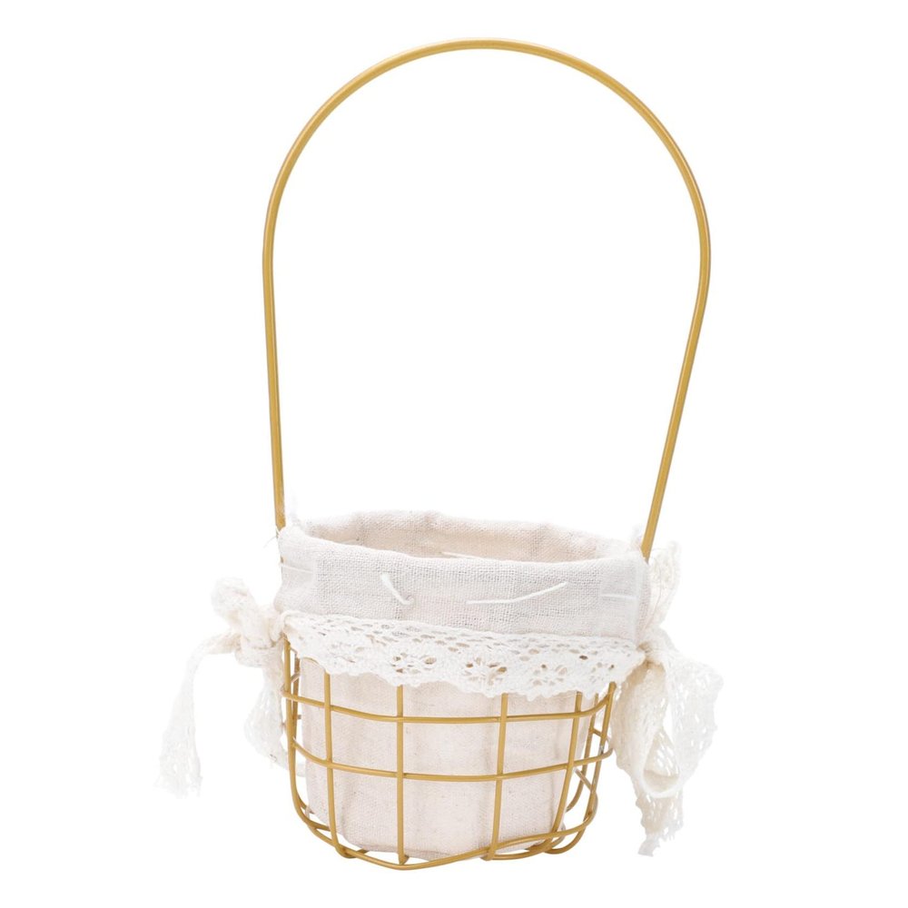Zerodeko Handmade Art Flowerpot Golden Plant Container for Wedding Party Chic Decor Portable Sundries Basket