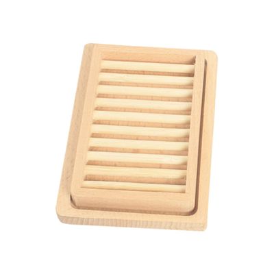 CAXUSD Double Layer Wood Soap Holder Soap Dish Tray Natural for Kitchen Bathroom Organizer