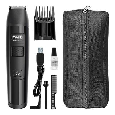 Wahl Manscaper Lithium Groin and Body Trimmer, Fully Waterproof, Wet/Dry Use, Smart Trim Technology LED, Safe-Touch Ballpoint Blades, Rechargeable, Black