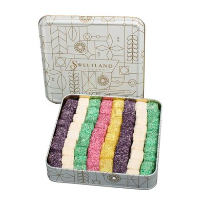 Sweetland London Coconut Turkish Delight - Blue & Gold Tin Gift Box | 1200g | A Tropical Mediterranean Flavour Fusion| Made in our London Bakery