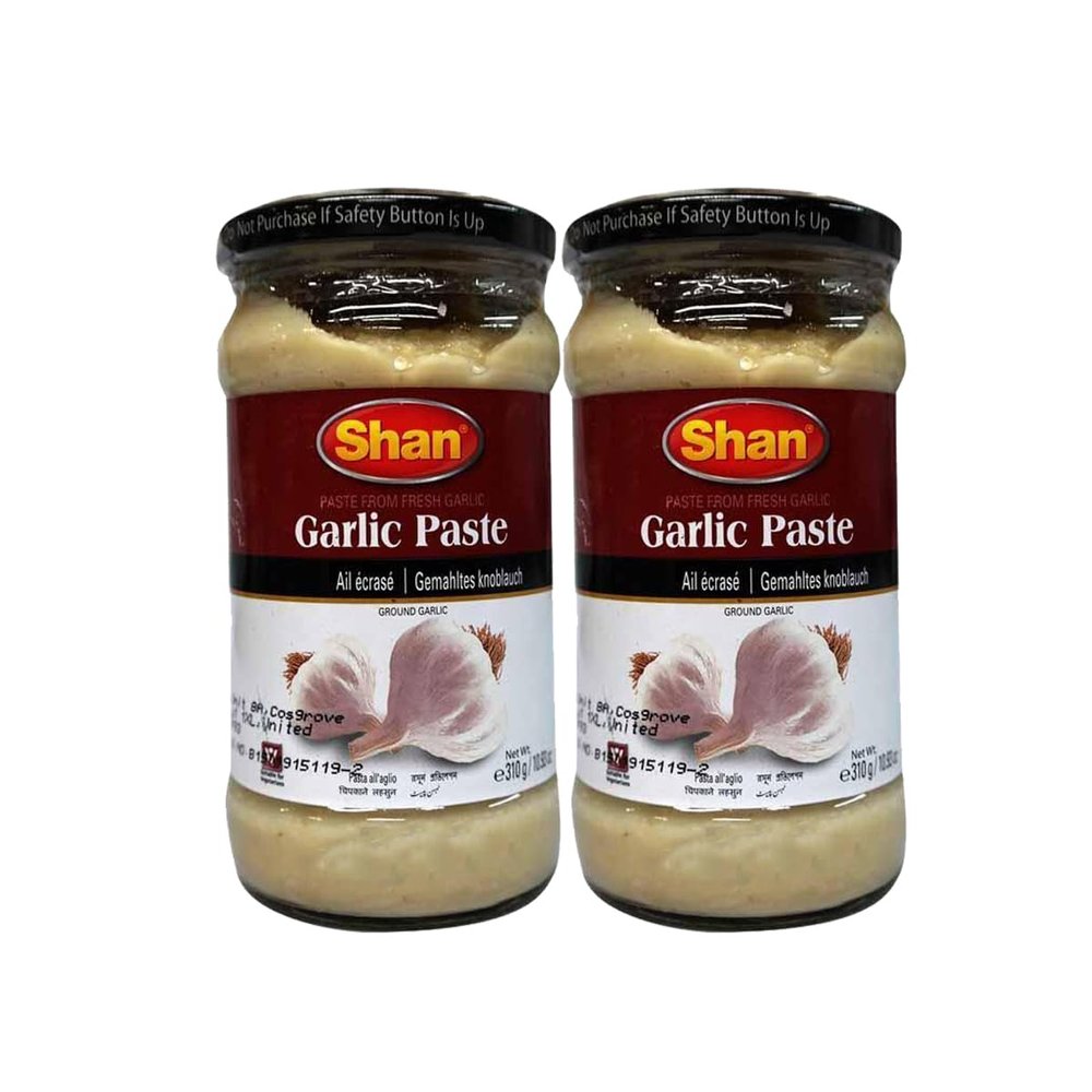 Shan Garlic Paste, for Spicy Authentic Flavor, Taste and Healty Food Preparation, Versatile Usage, No Added Preservatives, Pakistan Origin, 310g (Pack of 2)