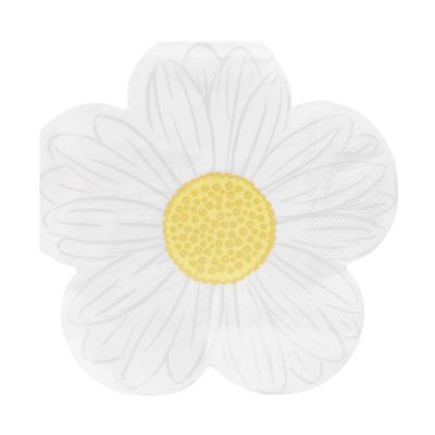 20 x Daisy Shaped Floral Paper Napkins For Tea Parties, Mothers Day | Easter Table Decorations, Spring Serviettes for Decoupage | Eco-Choice 100% recyclable | (NO PLASTIC) Talking Tables Branded