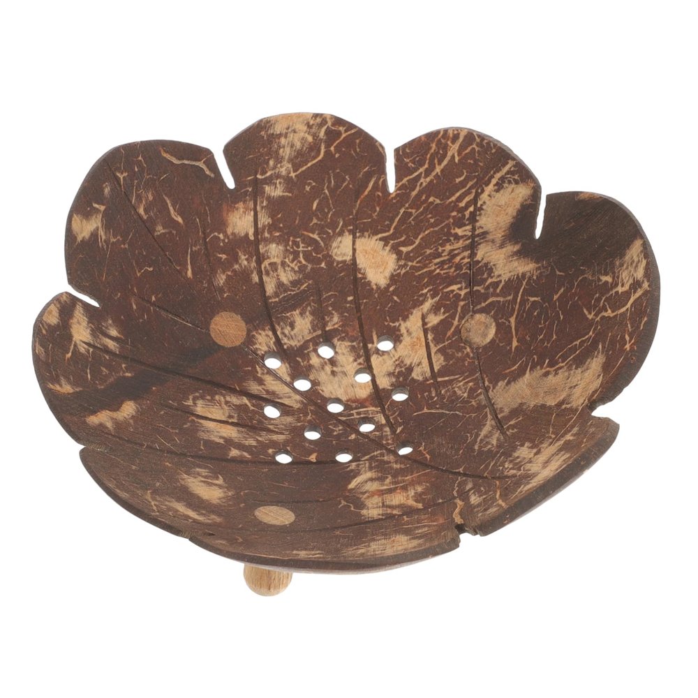 TOPBATHY Wooden Soap Box Drain Spout for Bathroom Countertop Creative Leaf-shaped Soap Dish Holder for Shower and Sink Use