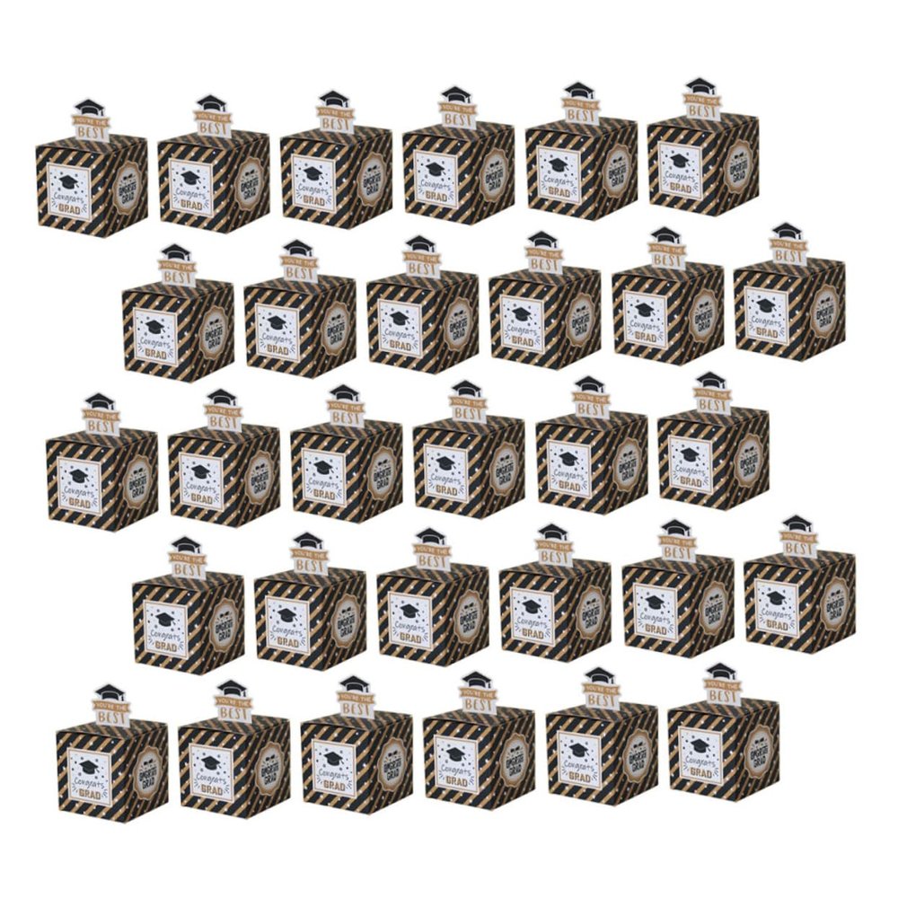 ABOOFAN 50pcs Graduation Candy Box Square Paper Bachelor Hat Candy Case for Graduation Party Decorations School Leavers Favors