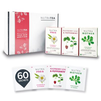 NutraTea - The Pregnancy Hamper - Herbal Teas Perfect For Pregnancy & New Mums - Gifts For Pregnant Women & New Mum Hamper - Herbal Tea Gift Set - 60 Tea Bags | 3 Flavours