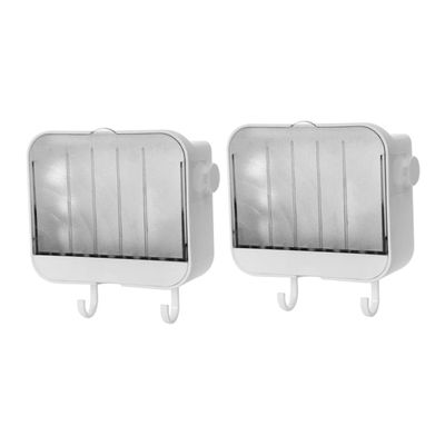 CAXUSD 2pcs Wall Mount Soap Dishes No Drill Rustproof Soap Holder Lid Adhesive for Shower Wall for Bathroom Kitchen Use