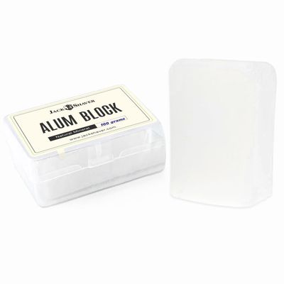 Jack Shaver Natural Alum Block in Plastic Case (100 g./3.5 oz.) Aftershave Blood Stopper Antiseptic Astringent Soothing Solution for Shaving Razor Burn Relief