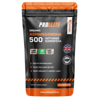 Ashwagandha 60 Capsules Vegan Ashwagandha Root Powder Capsule 10% Withanolides 500mg High Strength 10,000mg Extract 20:1 | Stress Relief, Energy, Strength & Endurance by PRO-Elite