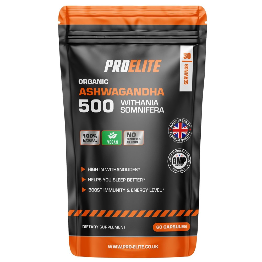 Ashwagandha 60 Capsules Vegan Ashwagandha Root Powder Capsule 10% Withanolides 500mg High Strength 10,000mg Extract 20:1 | Stress Relief, Energy, Strength & Endurance by PRO-Elite