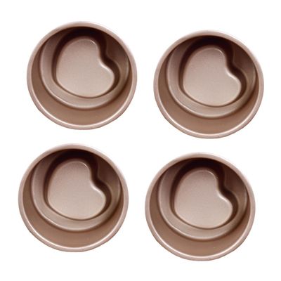 Zerodeko 4pcs Heart Shaped Bauermeck Mold Carbon Steel for Cake Making Baking Mold Kitchen Use