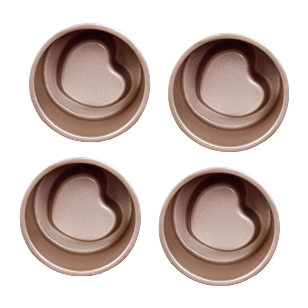 Zerodeko 4pcs Heart Shaped Bauermeck Mold Carbon Steel for Cake Making Baking Mold Kitchen Use