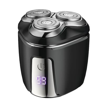 Portable Electric Shaver for Men. LCD Display, Waterproof, Magnetic Shaving Head, USB-C Rechargeable Rotary Beard Shaver. Cordless Electric Razor, Self-Sharpening Blades for Wet & Dry Shave. (Black)