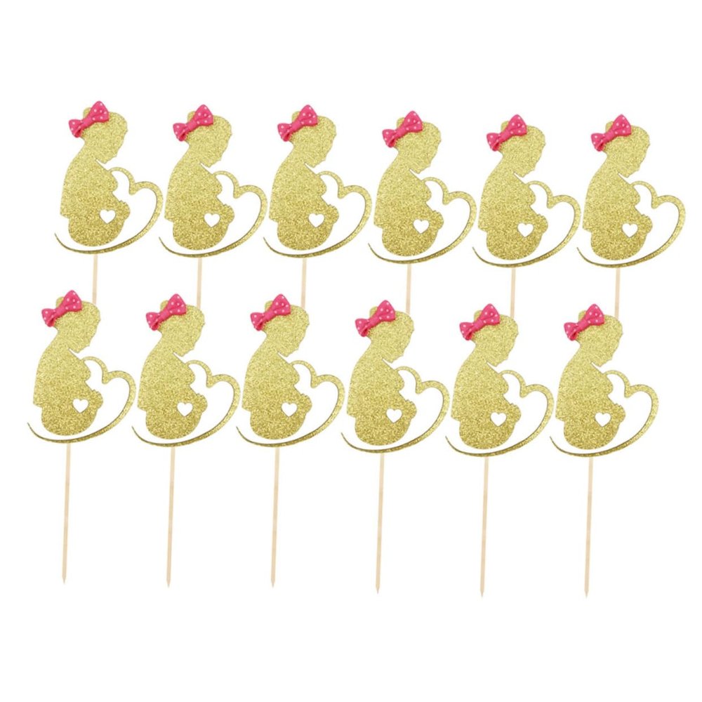 Warmhm Mother's Day Cake Decoration 12pcs Glitter Cake Toers for Delightful Celebrations