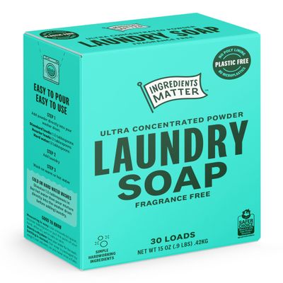 INGREDIENTS MATTER Washing Powder, Unscented, Hypoallergenic, Natural and Eco-Friendly, Plastic Free, Made to Use, Natural Essential Oils, Tested by Dermat
