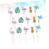 ABOOFAN 15pcs Flamingo Pineapple Stick Hawaiian Theme Party Cake Topper Creative Insert Cake Decor for Dessert Gathering Party Decorations view 3