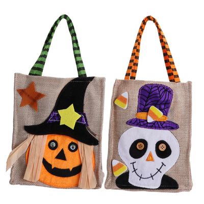 ABOOFAN 2pcs Skull Pumpkin Halloween Candy Bags Tote Candy Bag for Party Favor Storage