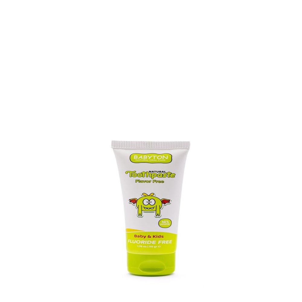 Babyton Natural Toothpaste - Tropical Flavor, Safe for Babies and Kids, Free from SLS/Fluoride/Parabens, 50ml (Flavor Free)