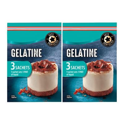 Dr Oetker 2 x 3 sachets Gelatine With Welari Thank You Card Baking Cooking Cold Cake Pie Jelly Mousse Truffle Setting Agent (6sachets) (2pack)