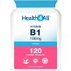 Health4All Vitamin B1 Thiamine 100mg, 120 Tablets 4 Months Supply, Easy to Swallow Thiamin High Strength Supplement for Heart Health, Nervous System and Metabolism, Vegan | Made in The UK view 1
