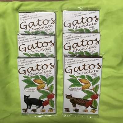 Craft Chocolate Bar Collections (pack of 6 x 100g) Handmade, Nib to Bar, Artisan, Peruvian Cacao, no additives, Eco Friendly, Cat Lover gift (6 x 100g, 3 Dark 70%, 3 Milk 46%)