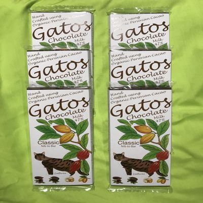 Craft Chocolate Bar Collections (pack of 6 x 100g) Handmade, Nib to Bar, Artisan, Peruvian Cacao, no additives, Eco Friendly, Cat Lover gift (6 x 100g, 6 Milk 46%)