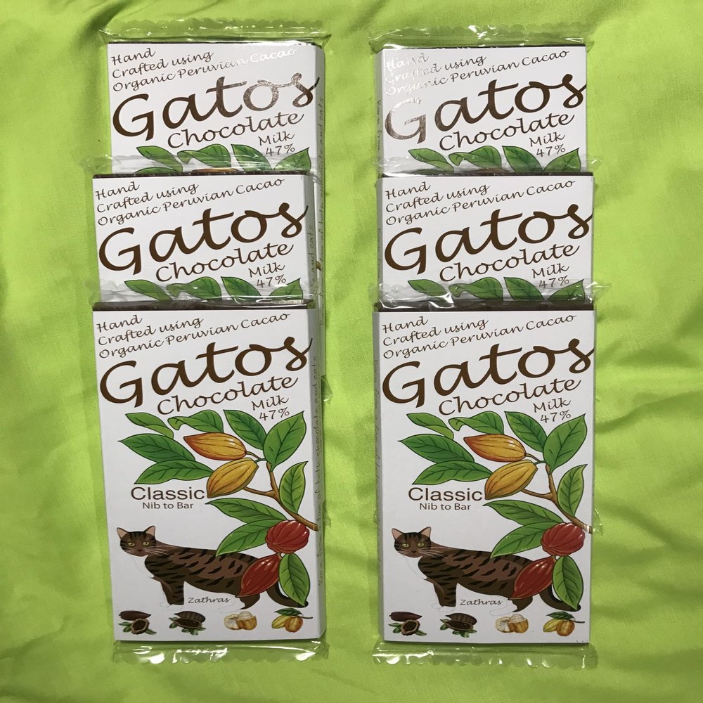 Craft Chocolate Bar Collections (pack of 6 x 100g) Handmade, Nib to Bar, Artisan, Peruvian Cacao, no additives, Eco Friendly, Cat Lover gift (6 x 100g, 6 Milk 46%)