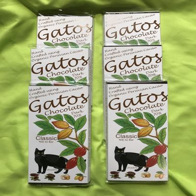 Craft Chocolate Bar Collections (pack of 6 x 100g) Handmade, Nib to Bar, Artisan, Peruvian Cacao, no additives, Eco Friendly, Cat Lover gift (6 x 100g, 6 Dark 70%)