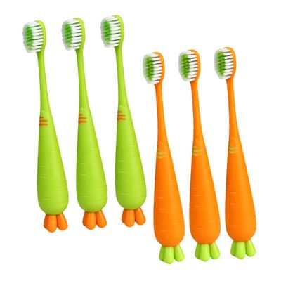 Ipetboom 6pcs Carrot Shaped Boys and Girls Toothbrush Manual Soft Bristle Boy Girl Toothbrush for Toddlers