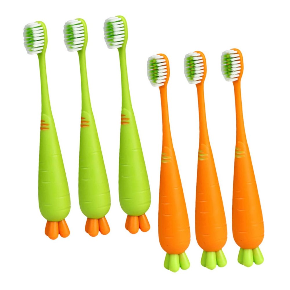 Ipetboom 6pcs Carrot Shaped Boys and Girls Toothbrush Manual Soft Bristle Boy Girl Toothbrush for Toddlers